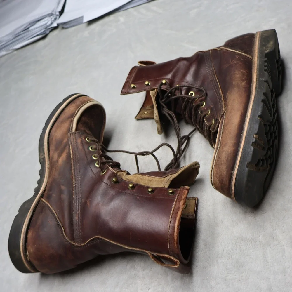 Filson Men 9.5D Work Uplander Boots Brn Moc Toe Leather Lug Sole Rugged Lace VTG